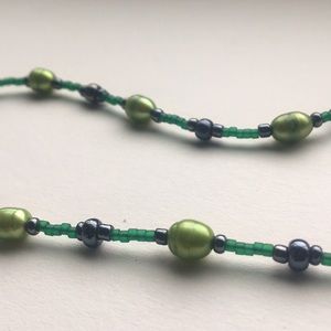 Green handmade beaded necklace